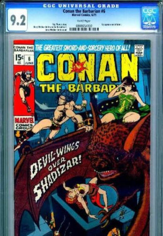 Conan the Barbarian #6 White Pages 1971 CGC 9.2 NM- - redrum comics