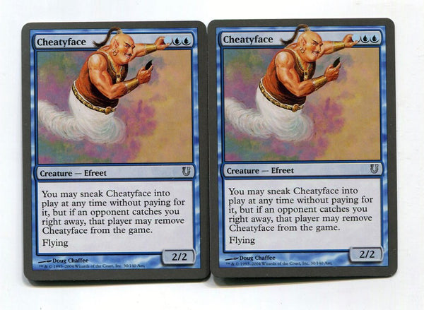 mtg un cards Magic the Gathering Cheatyface x2 Unhinged Unplayed UnCommon MTG – redrum comics