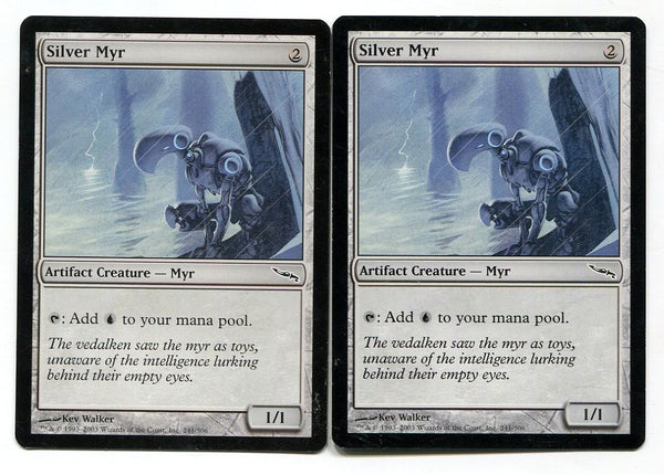 myr cards mtg Magic the Gathering Silver Myr x2 Mirrodin Unplayed Common MTG – redrum  comics