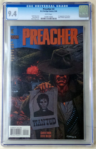 Preacher #2 1st Arseface CGC 9.4 Near Mint DC Vertigo Garth Ennis AMC TV - redrum comics