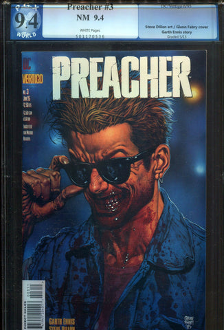 Preacher #3 PGX 9.4 NM 1995 DC Vertigo Garth Ennis Steve Dillon AMC TV Not CGC - redrum comics