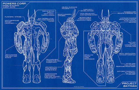 DC Comics Project Batman Batsuit Powers Corp Blueprint 11" x 17" Promo Poster - redrum comics