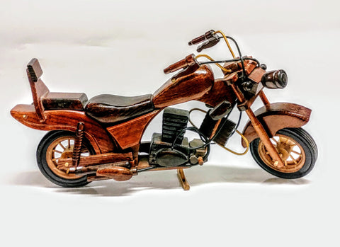 Wood Motorcycle Figurine Decorative Wooden Chopper Model Harley Davidson 15"x7"