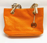 Michael Kors Pebbled Leather Orange Purse Tote Bag