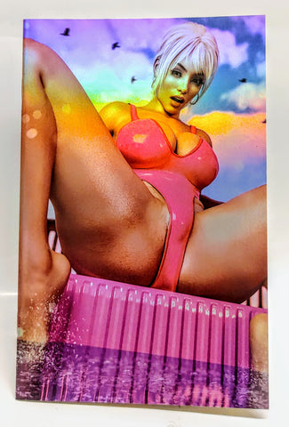 M House Payton Blue Barbie Swimsuit Foil Virgin Cover by Pristine Renders NM