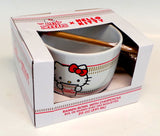 Hello Kitty X Nissin Cup Noodles Ceramic Ramen Bowl With Wooden Chopsticks NEW