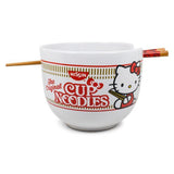 Hello Kitty X Nissin Cup Noodles Ceramic Ramen Bowl With Wooden Chopsticks NEW