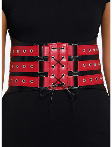 Women's Lace Up Red Grommet Buckle Under Bust Corset Clincher M/L New w/Tags
