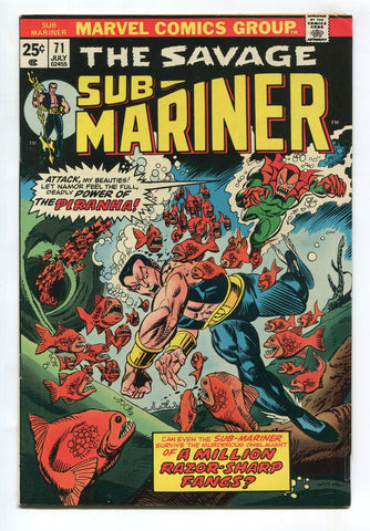 The Savage Sub-Mariner #71 VF 1974 Marvel Comics 2nd appearance of the Pirahna