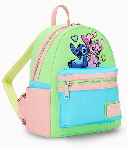 disney mini backpack with wallet Loungefly Disney Stitch & Angel Love Pastel Mini Backpack Wallet Set NWT