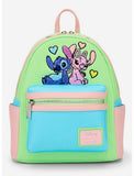 Loungefly Disney Stitch & Angel Love Pastel Mini Backpack Wallet Set NWT