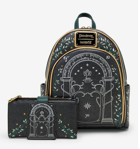 Loungefly Lord of the Rings Doors of Durin Glow-in-the-Dark Backpack Wallet Set