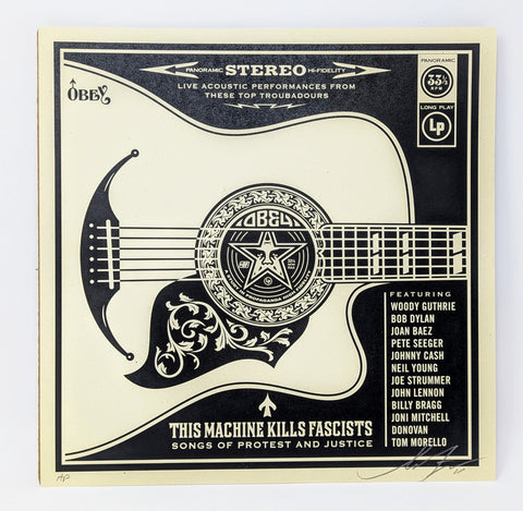 Obey Records SHEPARD FAIREY 12"x12" AP This Machine Kills Fascists Signed Print
