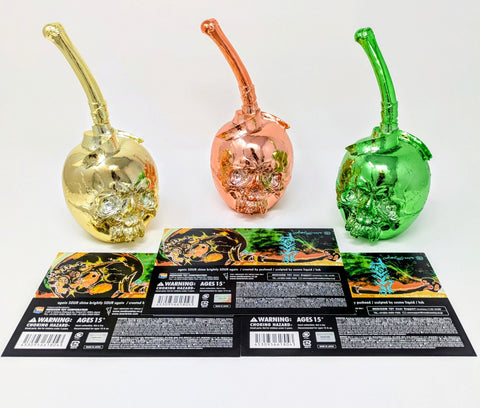 Pushead Sour Chrome Green Gold Bronze Medicom Sofubi Set with Header Cards