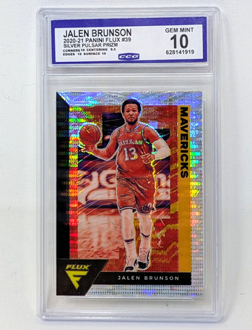 Jalen Brunson 2020 Panini Flux Silver Pulsar Prizm #39 CCG Graded 10 Gem Mint