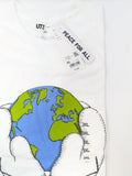 KAWS x Uniqlo PEACE for ALL Triple Extra Large 3XL White Globe Hands T-Shirt NWT