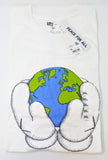 KAWS x Uniqlo PEACE for ALL Triple Extra Large 3XL White Globe Hands T-Shirt NWT