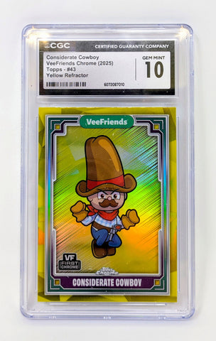2025 Topps Chrome VeeFriends Yellow Refractor #43 Considerate Cowboy CGC 10