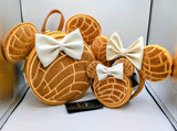Loungefly Disney Minnie Mouse Chocolate Concha Backpack Coin Purse Ears Set NWT