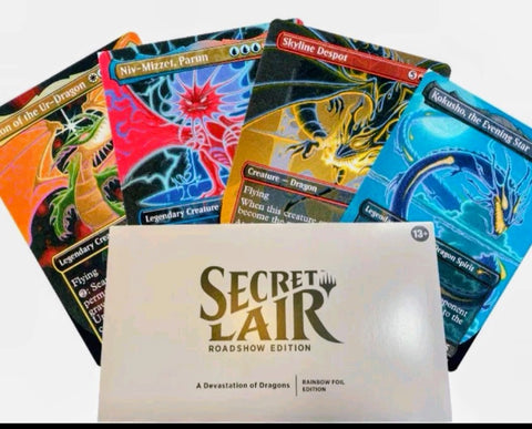 SDCC 2025 Secret Lair A Devastation of Dragons Roadshow Rainbow Foil Exclusive
