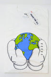 KAWS x Uniqlo PEACE for ALL Extra Extra Large XXL White Globe Hands T-Shirt NWT