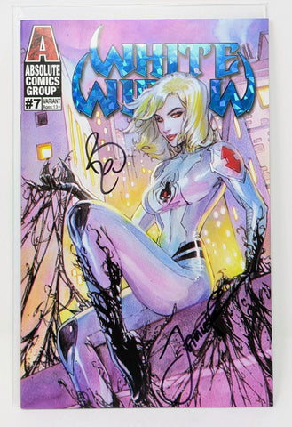 White Widow #7 Prism Foil Logo Variant Signed Jamie Tyndall & Bennie Powell NM