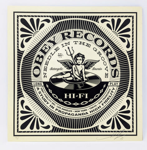 Obey Records SHEPARD FAIREY 12" x 12" AP Needle in the Groove Signed Art Print