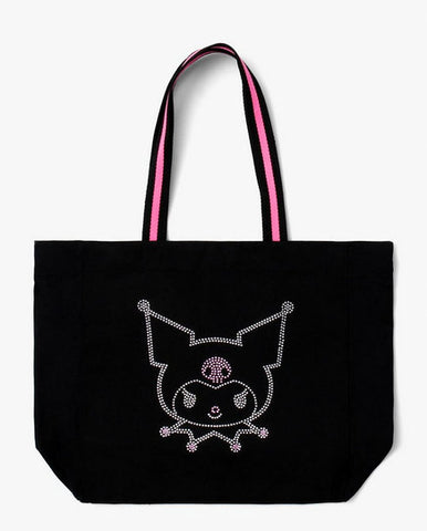 Sanrio Kuromi Rhinestone Face Large 21" x 16" Tote Bag Hello Kitty New with Tags