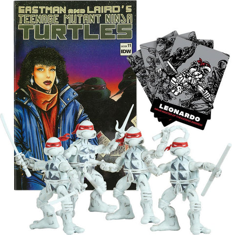 Playmates TMNT Ninja Turtles Black and White Figure 4 Pack Set w/Comic Book NEW