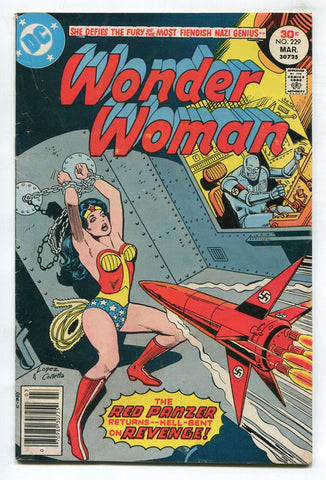 Wonder Woman #229 FINE DC Comics 1977 Red Panzer appearance Bondage Cover