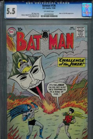 Copy of Batman #136 CGC 5.5 Fine- 1960 DC Comics Joker Sky Sled Bat-Mite