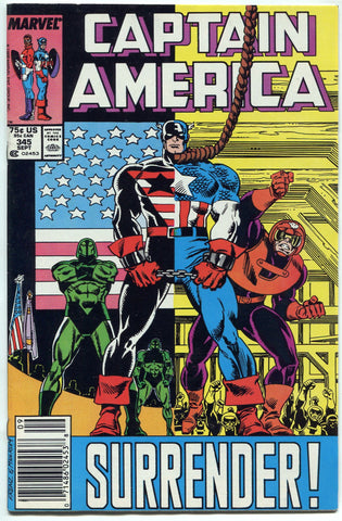 Captain America #345 NM 1988 Super Patriot Parents Die, Captain America kills - redrum comics