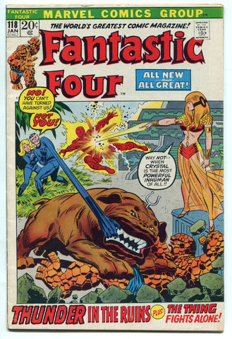 Fantastic Four #118 VG/Fine 1972 Marvel Comics Inhumans Lockjaw Crystal