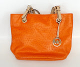 Michael Kors Pebbled Leather Orange Purse Tote Bag