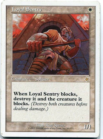 Magic the Gathering Loyal Sentry x1 1999 Starter Unplayed Card MTG - redrum comics