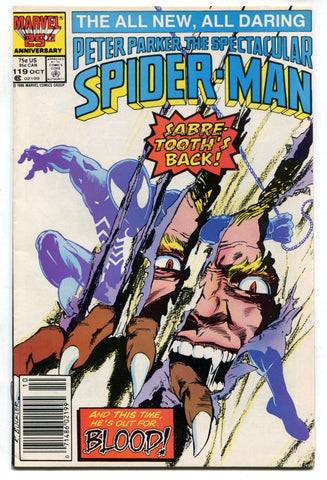 Peter Parker Spectacular Spider-Man #119 Fine/VF Marvel Comics 1986 Sabretooth