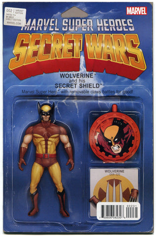 Secret Wars #2 Wolverine Action Figure Variant Cover VF 2015 X-Men Avengers - redrum comics