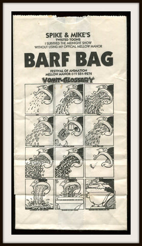 Peter Bagge Spike and Mike Sick and Twisted Original Barf Bag Vomit Glossary - redrum comics