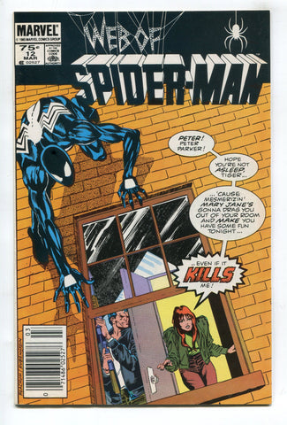 Web of Spiderman #12 Marvel Comics F/VF Black Costume 1986