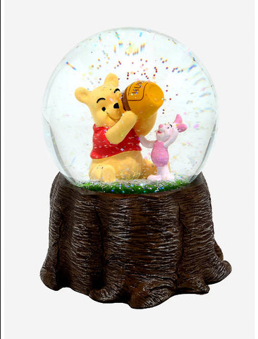 Winnie the Pooh & Piglet w/Honey Hundred Acres Wood Snow Globe Disney New Sealed