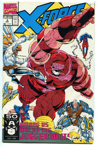 X-Force #3 VF/NM Rob Liefeld Juggernaut 1991 Marvel Comics Cable Domino