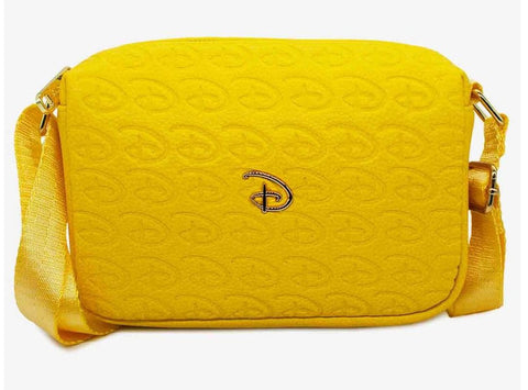 Buckle-Down Disney Signature D Debossed Yellow Vegan Leather Crossbody Bag NWT